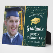 Stijlvolle Groen & Goud Afstuderen Klasse van 2025 Fotoplaat (Zijkant)