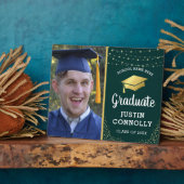 Stijlvolle Groen & Goud Afstuderen Klasse van 2025 Fotoplaat (Zijkant)