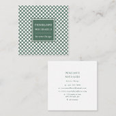 Stijlvolle Groen-Wit geometrische Vierkante Visitekaartje (Voorkant / Achterkant)