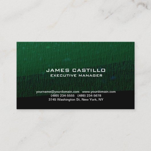 Stijlvolle groene achtergrond Modern Professional Visitekaartje (Voorkant)