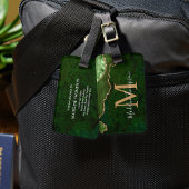 Stijlvolle groene agaat geode goud monogram bagagelabel