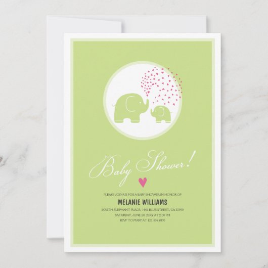 Stijlvolle groene Baby shower-uitnodiging voor ele Kaart (Voorkant)