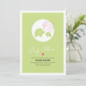 Stijlvolle groene Baby shower-uitnodiging voor ele Kaart (Staand voorkant)
