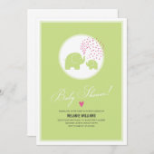 Stijlvolle groene Baby shower-uitnodiging voor ele Kaart (Voorkant / Achterkant)