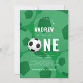 Stijlvolle Groene Ball Soccer Theme 1st Birthday P Kaart (Voorkant)