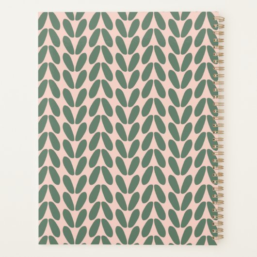 Stijlvolle groene bladeren Pastel Roze Planner (Achterkant)