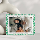 Stijlvolle, groene blauwe, middelgrote aangepaste  feestdagenkaart<br><div class="desc">Stijlvol Mid Century Mod Pattern in Green and Blue Custom Photo Holiday Kaart</div>