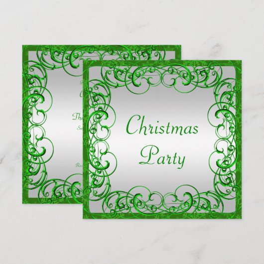 Stijlvolle groene bloeit & wervelingen Kerstmis Kaart (Voorkant / Achterkant)