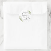 Stijlvolle groene bloemige baby shower favor ronde sticker (Tas)