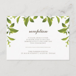 Stijlvolle groene botanische bladeren bruiloftsrec informatiekaartje