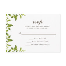 Stijlvolle groene botanische bladeren trouw-RSVP