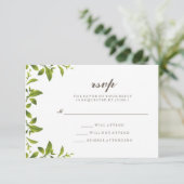 Stijlvolle groene botanische bladeren Weddenschap  RSVP Kaartje (Staand voorkant)