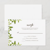 Stijlvolle groene botanische bladeren Weddenschap  RSVP Kaartje (Voorkant / Achterkant)