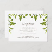 Stijlvolle groene botanische lekkage-weddenschappe informatiekaartje (Voorkant / Achterkant)
