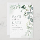 Stijlvolle groene bruiloft sparen de datum kaart (Voorkant)