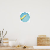 Stijlvolle Groene Cactusdoorns Blauwe Lucht Poster (Keuken)