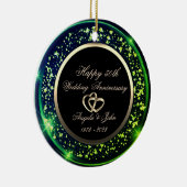 Stijlvolle Groene Confetti 50e bruiloft Jubileum Keramisch Ornament (Rechts)