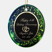 Stijlvolle Groene Confetti 50e bruiloft Jubileum Keramisch Ornament (Links)