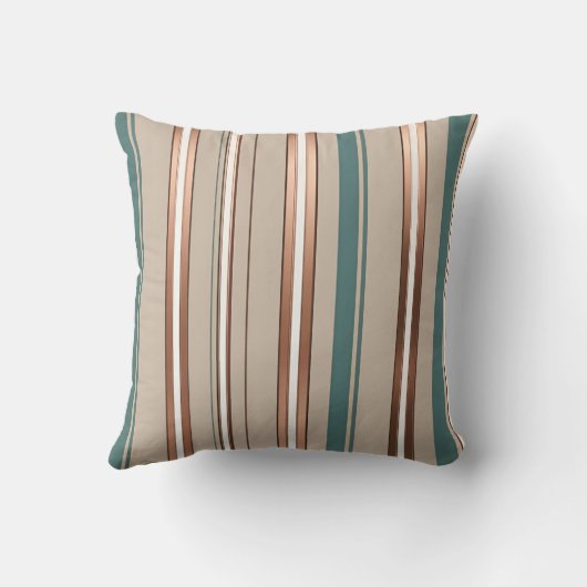 Stijlvolle groene en beige strepen met metallic ac kussen (Achterkant)