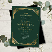 Stijlvolle Groene en Gouden Gatsby 30e Verjaardags Kaart