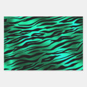 Stijlvolle groene en gouden tijgergezicht en strep inpakpapier vel (Voorkant)