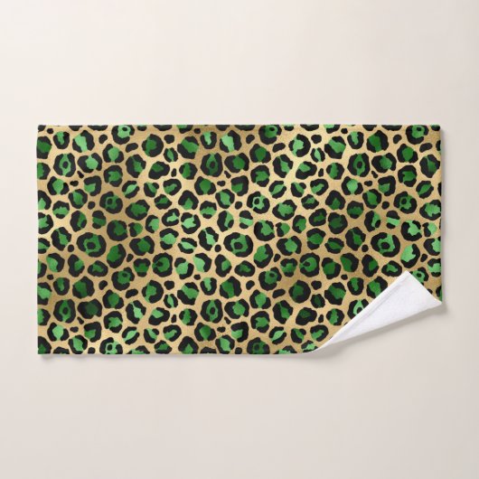 Stijlvolle groene en goudoliepleopardspots bad handdoek (Handdoek)