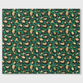 Stijlvolle groene en goudoliepleopardspots Safari Cadeaupapier (Vlak)