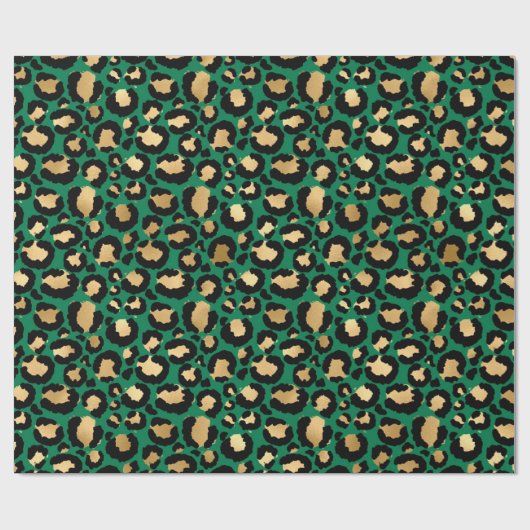 Stijlvolle groene en goudoliepleopardspots Safari Cadeaupapier (Vlak)