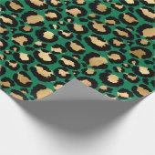 Stijlvolle groene en goudoliepleopardspots Safari Cadeaupapier (Hoek)