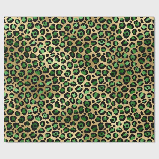 Stijlvolle groene en goudoliepleopardspots Safari Cadeaupapier (Vlak)