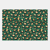 Stijlvolle groene en goudoliepleopardspots Safari Inpakpapier Vel (Voorkant)