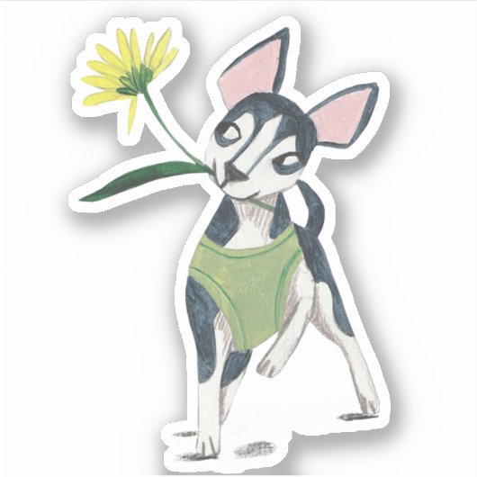 Stijlvolle groene en zwarte hond sticker (Voorkant)