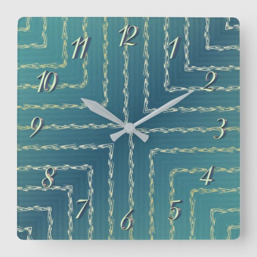 Stijlvolle groene geometrische wandklok (Voorkant)