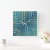 Stijlvolle groene geometrische wandklok (Huis)