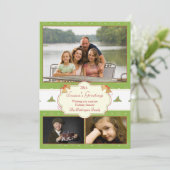 Stijlvolle, groene hol 3-fotokerstfeestkaart feestdagenkaart (Staand voorkant)