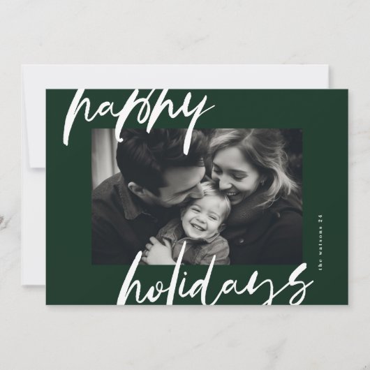 Stijlvolle groene kerstfoto lijst feestdagenkaart (Voorkant)