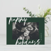 Stijlvolle groene kerstfoto lijst feestdagenkaart (Staand voorkant)