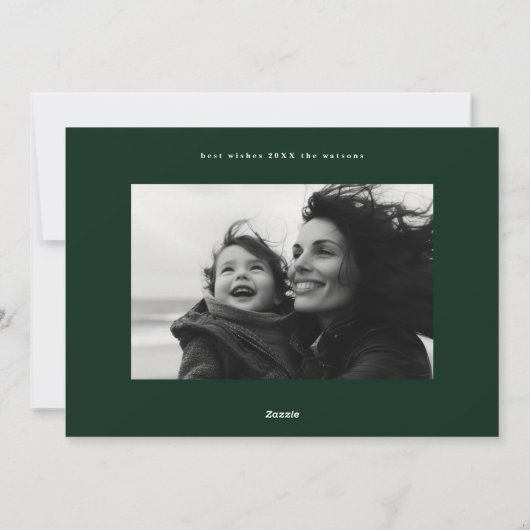 Stijlvolle groene kerstfoto lijst feestdagenkaart (Achterkant)