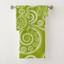 Stijlvolle groene Koru Fern Frond Swirls Towel Set