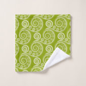Stijlvolle groene Koru Fern Frond Swirls Towel Set Bad Handdoek (Wasdoekje)