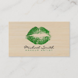 Stijlvolle groene lips maken artistiek modern hout visitekaartje