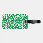 Stijlvolle groene luipaard afdruk met monogram bagagelabel (Achterkant horizontaal)