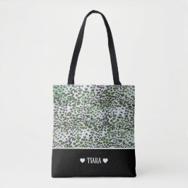 Stijlvolle groene luipaard en zwarte kleur, specia tote bag