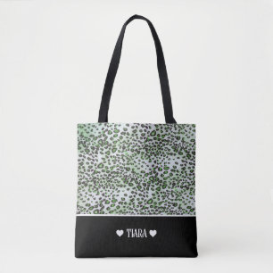 Stijlvolle groene luipaard en zwarte kleur, specia tote bag