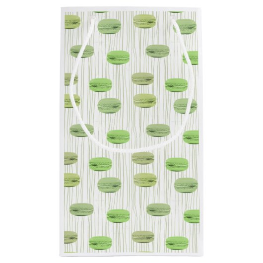 Stijlvolle groene macarons gebakspersoonlijk klein cadeauzakje (Achterkant)