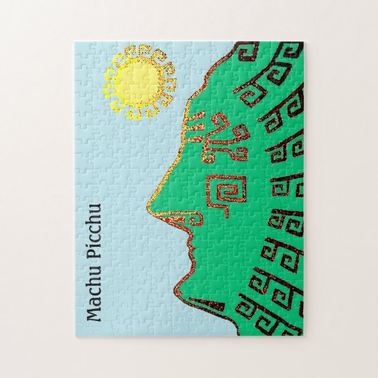 Stijlvolle Groene Machu Picchu Berg & Zon Legpuzzel (Verticaal)