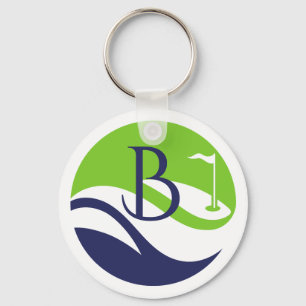 Stijlvolle groene marineblauwe monogram fairway Va Sleutelhanger