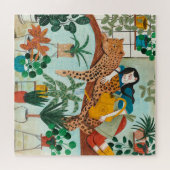 Stijlvolle groene meisjes tropische oerwoud van de legpuzzel (Horizontaal)