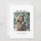 Stijlvolle, groene, minimalistische kerstfoto feestdagenkaart (Voorkant)