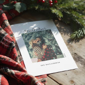 Stijlvolle, groene, minimalistische kerstfoto feestdagenkaart